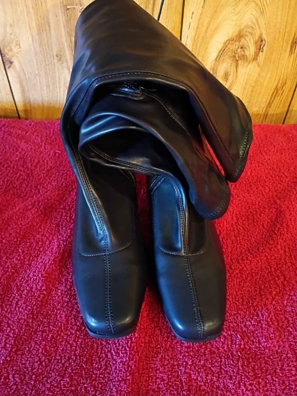 Fashion Nova Black Knee-High Heeled Boots